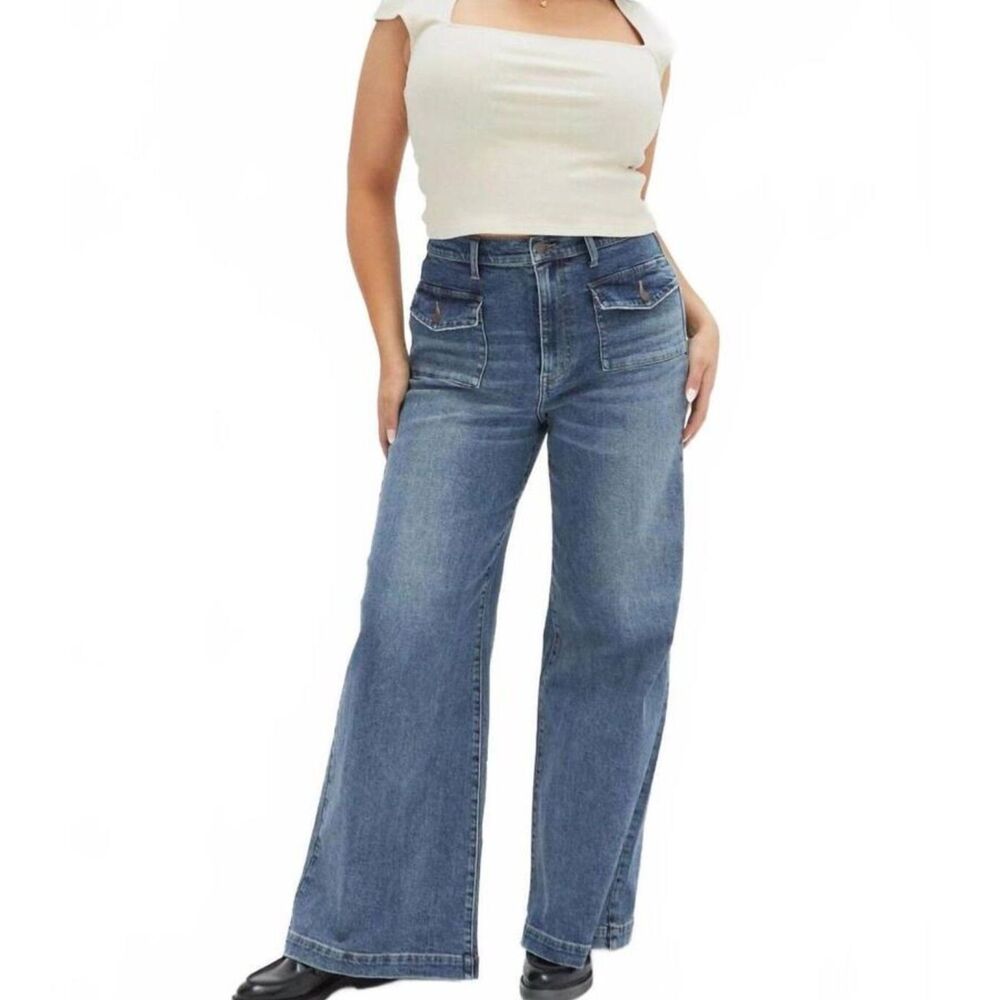 Oliver Logan Campbell Wide Leg High Rise Trouser Vintage Wash Jeans Size 27